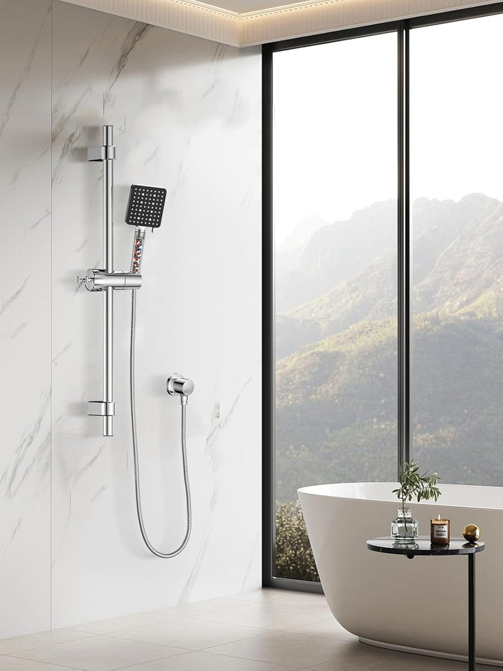 YEAUPR PRO Shower Riser Kit - quadratischer Duschkopf mit 6 Sprühmodi, Duschstange mit Duschkopf, 16