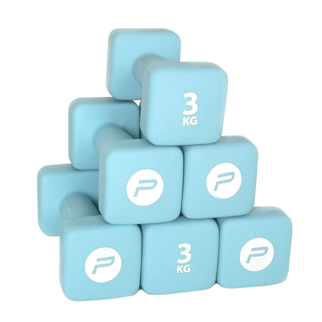 Pure2Improve 6 Neoprenhanteln 3.0 kg hellblau Krafttraining Ausdauer