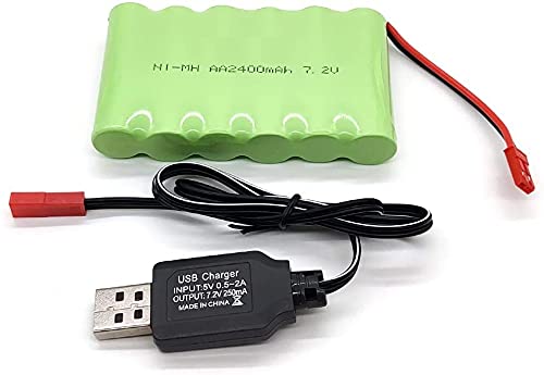 YUNIQUE Deutschland 1 Stück wiederaufladbare Batterie 7,2 V 2400 mAh NI-MH AA mit JR Plug und USB-La