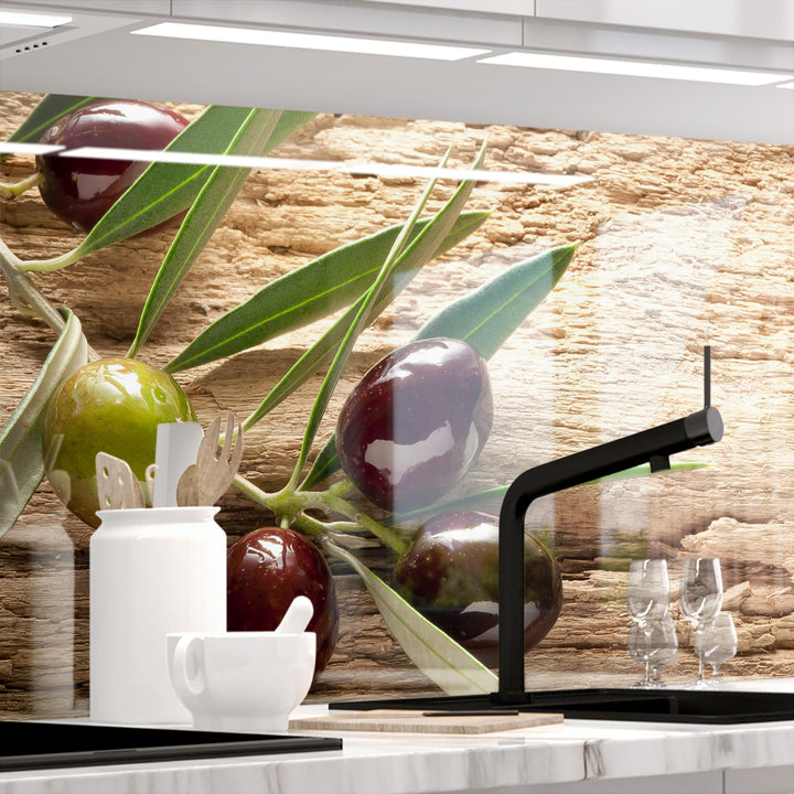 StickerProfis Küchenrückwand selbstklebend Glasoptik - OLIVEN - 1.8mm, Versteift, alle Untergründe,