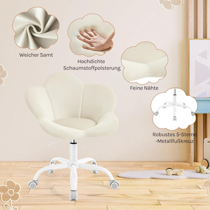 WOLTU Kinder Schreibtischstuhl, Schminktisch Stuhl, Bürostuhl, ergonomisch, höhenverstellbar, Samt,