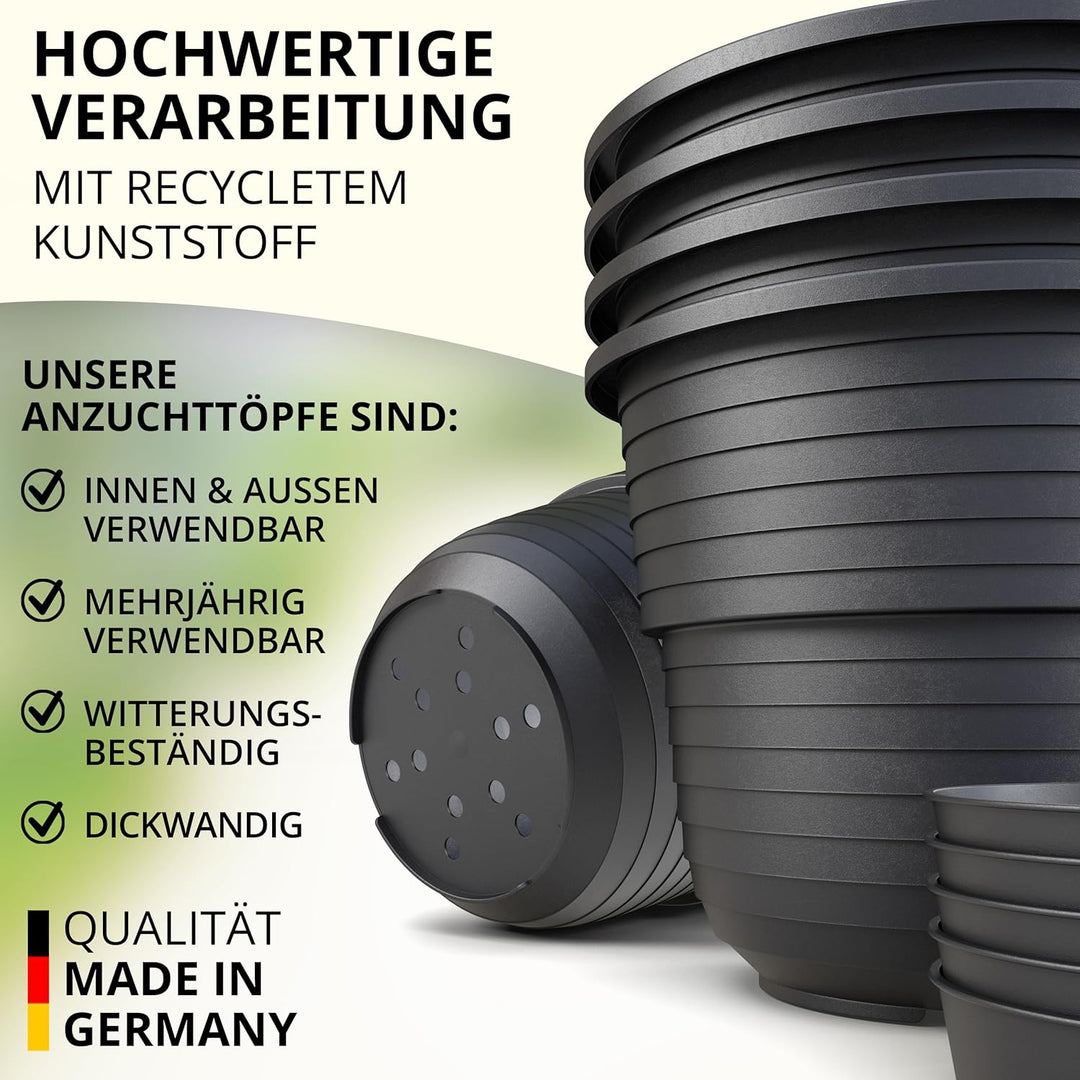 Anzuchttöpfe 8 cm Durchmesser 100 Stück mit Untersetzer 7 cm Farbe Anthrazit Kunststoff Pflanztopf a
