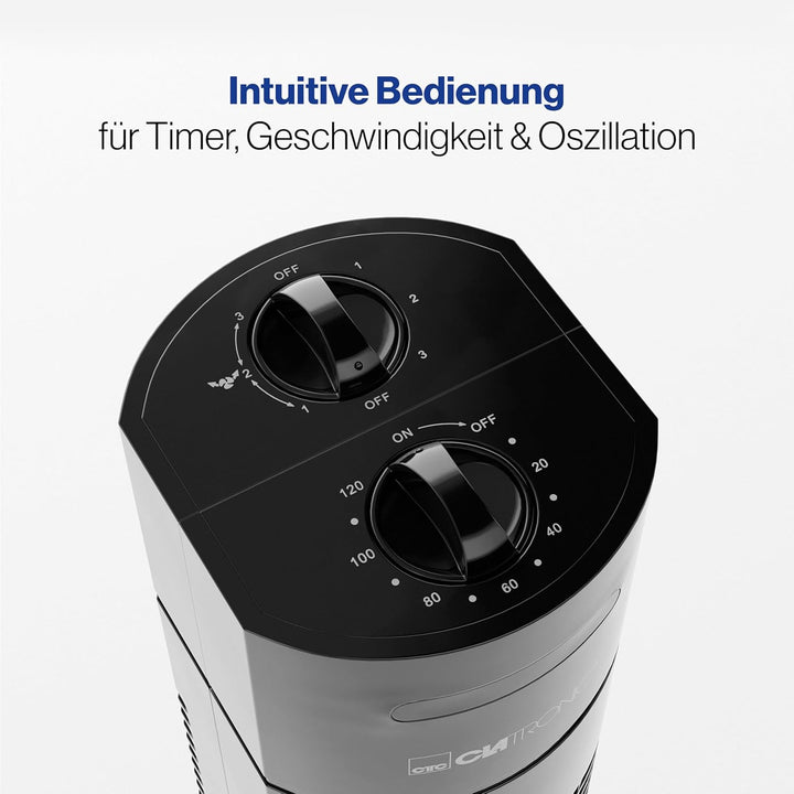 Clatronic Tower-Ventilator, TVL 3770, 3 Geschwindigkeitsstufen, 75° oszillierend (abschaltbar), 120