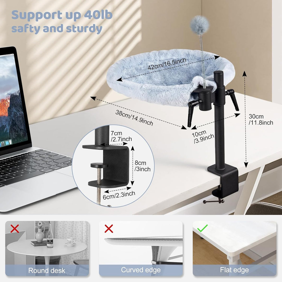 Odoland Katzenbett für Schreibtisch - 360° drehbar & höhenverstellbar, weiches Katzenhängematte mit