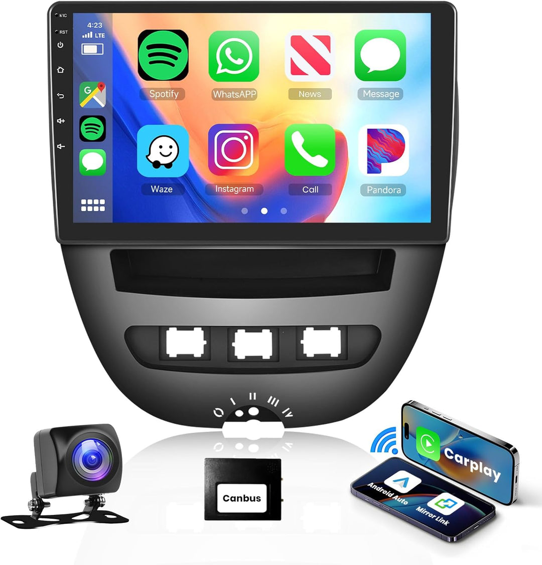 Podofo Carplay Autoradio für Peugeot 107/Citroen C1/Toyota Aygo, 10.1“ Touchscreen Autoradio 2G+64G