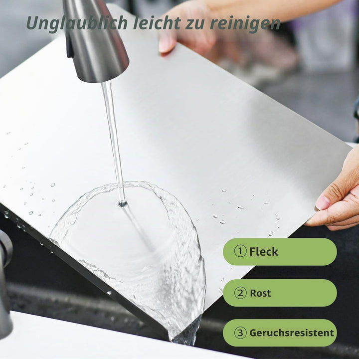 Schneidebrett aus 304 Edelstahl für die Küche, 40,6 x 30,5 cm, grosses rutschfestes Schneidebrett