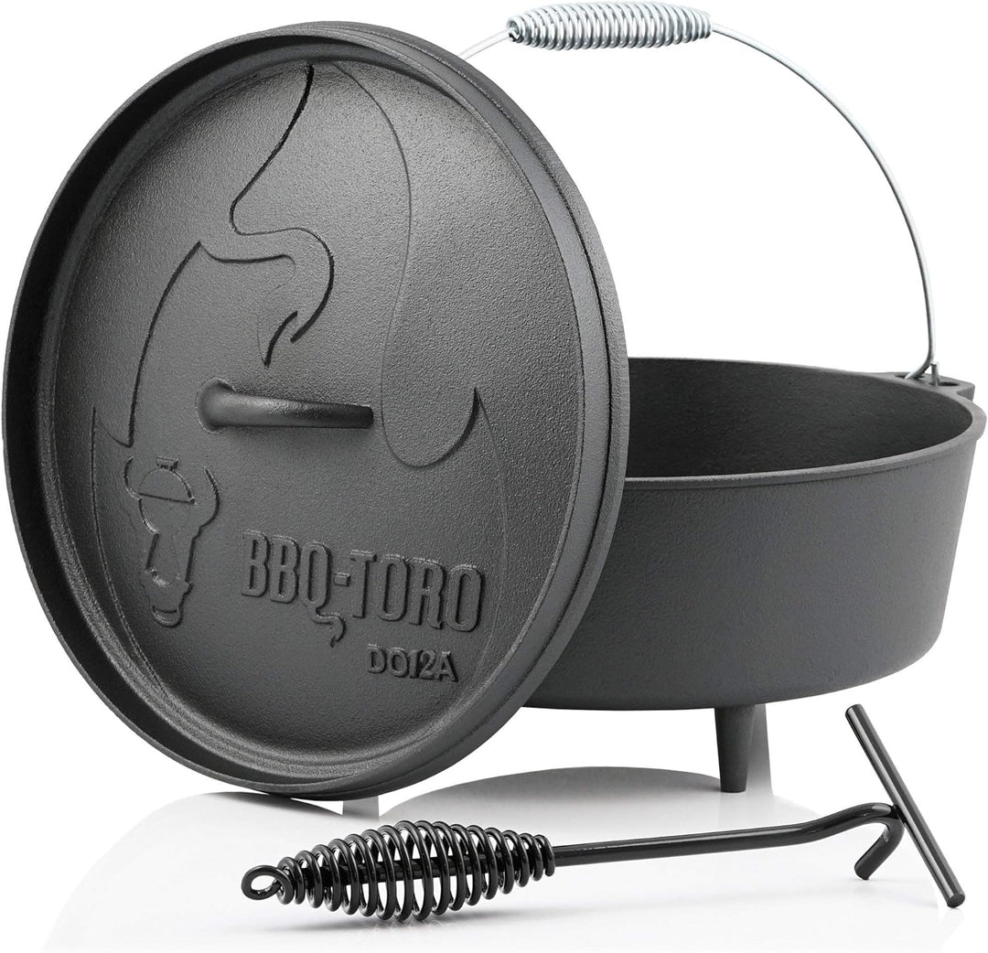 BBQ-Toro Dutch Oven Alpha Serie | 10,7 Liter (DO12A), Topf mit Füsse | bereits eingebrannt - preseas