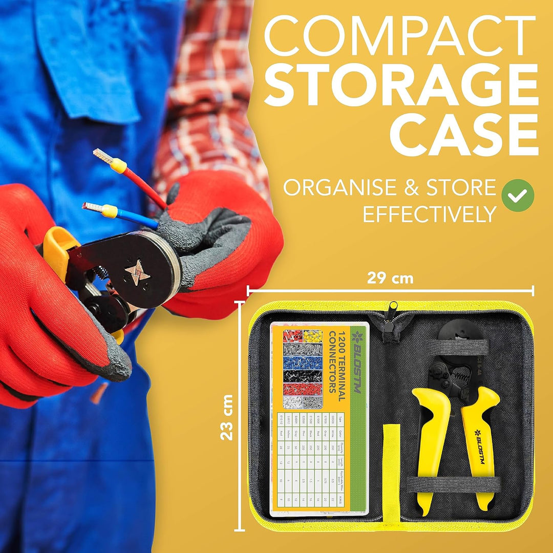 BLOSTM Crimpzangen Aderendhülsen Set Reichweite Einstellbare Ratsche Aderendhülsenzange 0.25-10mm²/a