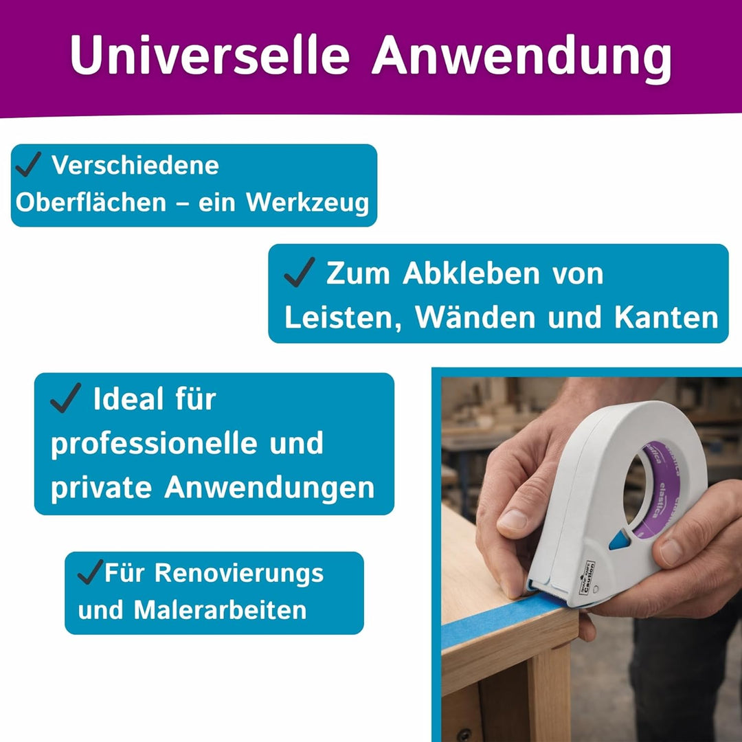 elastica Masking Tape Abroller - Abroller für Malerkrepp 50mm - Paketbandabroller für Malerarbeiten