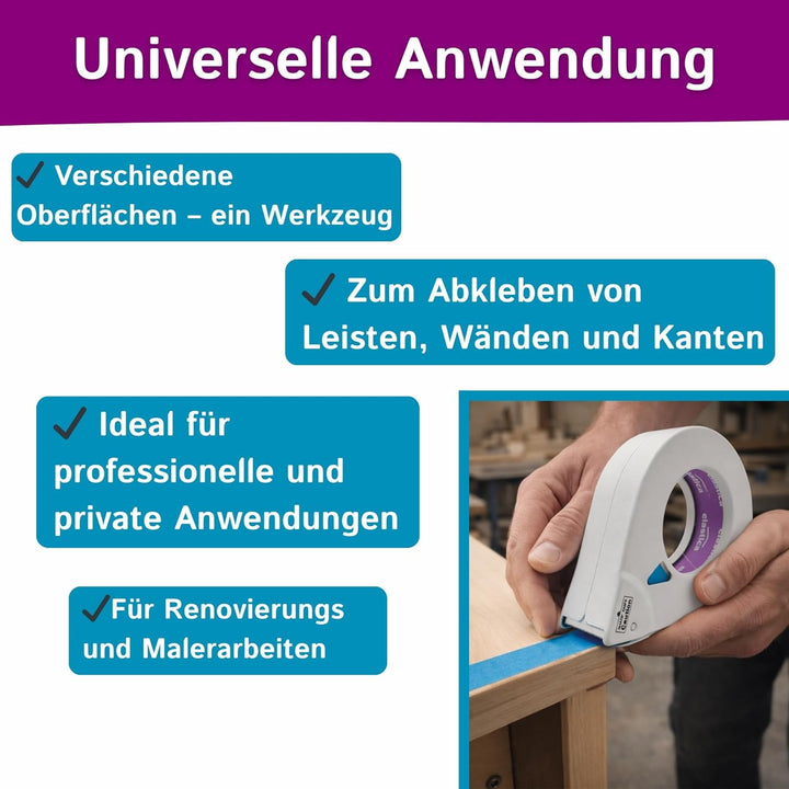 elastica Masking Tape Abroller - Abroller für Malerkrepp 50mm - Paketbandabroller für Malerarbeiten