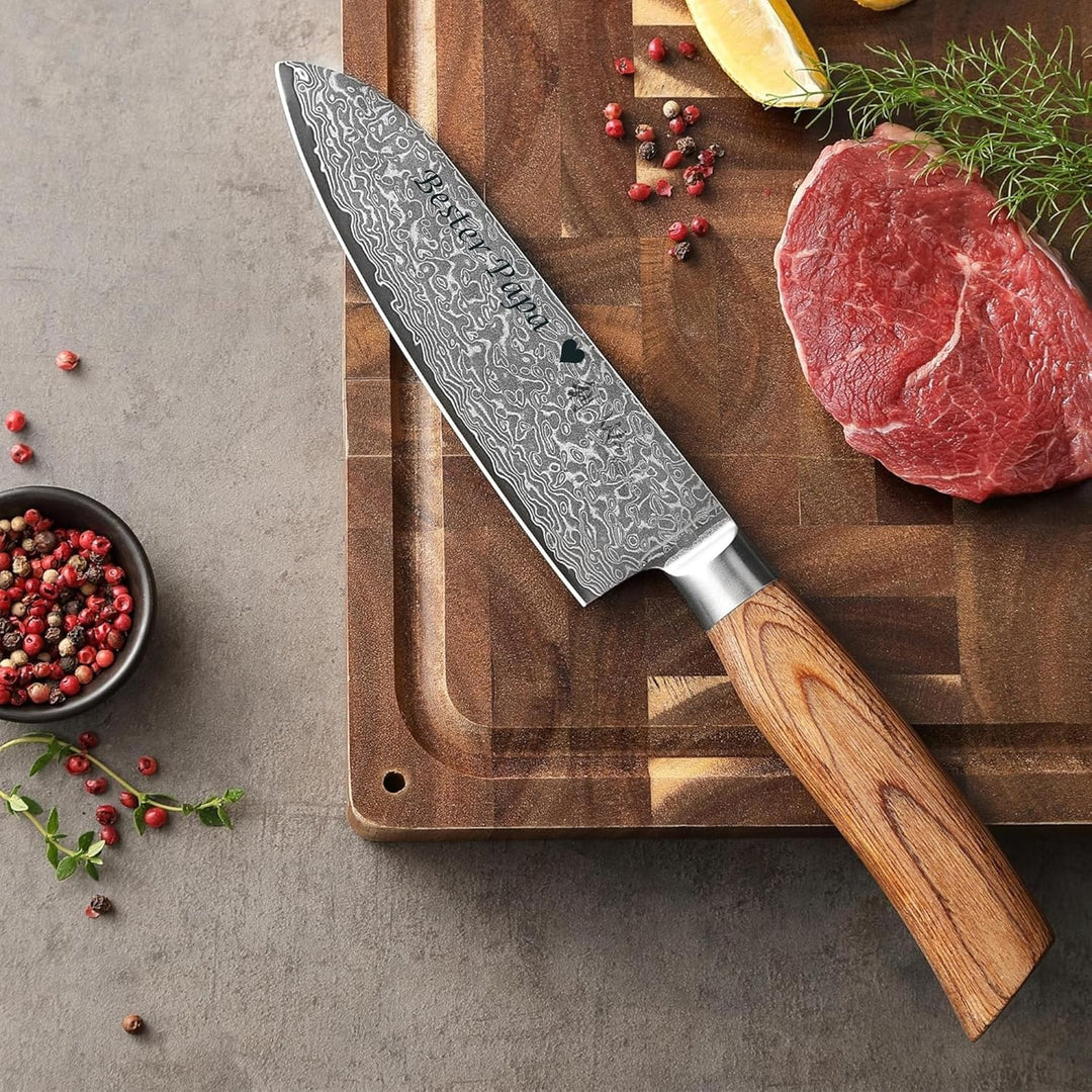 Wakoli EDIB Pro Damastmesser Set mit Gravur – Personalisiertes 5er Messerset, 20cm, 17cm, 16cm, 11cm
