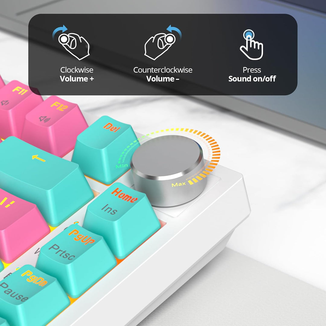 SbocKeeb Mechanische Tastatur Kabellos 75% mit Knopf, TKL Gaming Tastatur 75 Prozent Amerikanische Q
