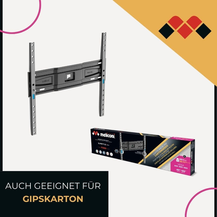 Meliconi Slimstyle Plus 400 S, Feste TV-Wandhalterung, auch geeignet für Gipskarton, für TV von 40 Z