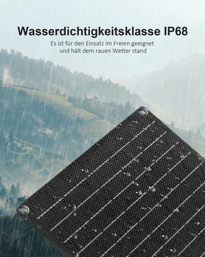 ELECAENTA 15W Faltbar Solar Ladegerät 2-Port USB (USB-A/USB-C) Ultraleichtes IP68 Wasserdichtes Trag
