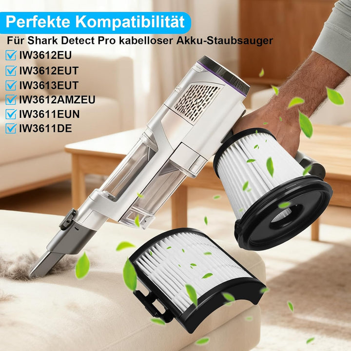 Filter für Shark Detect Pro Staubsauger IW3612EU IW3612EUT IW3613EUT IW3612AMZEU, 2 HEPA-Filter, 2 V