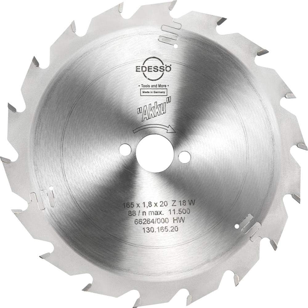 Edessö 13016520 HM-Kreissägeblatt Profi-Akku Wenigzahn HW, Z=18 W, 165 x 1,8/1,2 x 20 mm, Silber