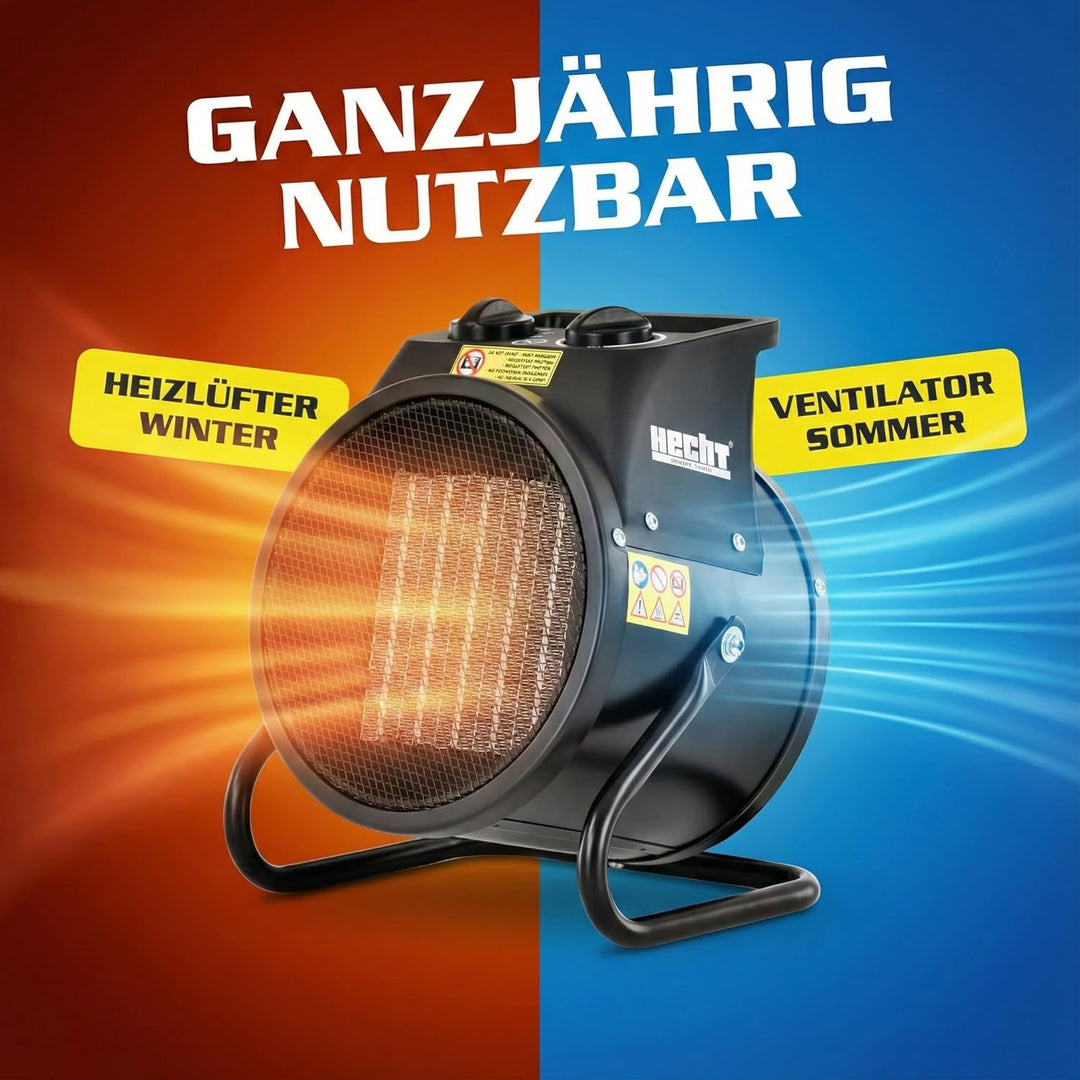 HECHT Keramik Heizstrahler (NEU) – Tragbare Heizer mit 2000W oder 3000 Watt – Thermostat – Überhitzu