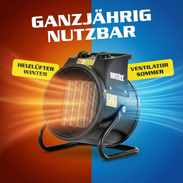 HECHT Keramik Heizstrahler (NEU) – Tragbare Heizer mit 2000W oder 3000 Watt – Thermostat – Überhitzu
