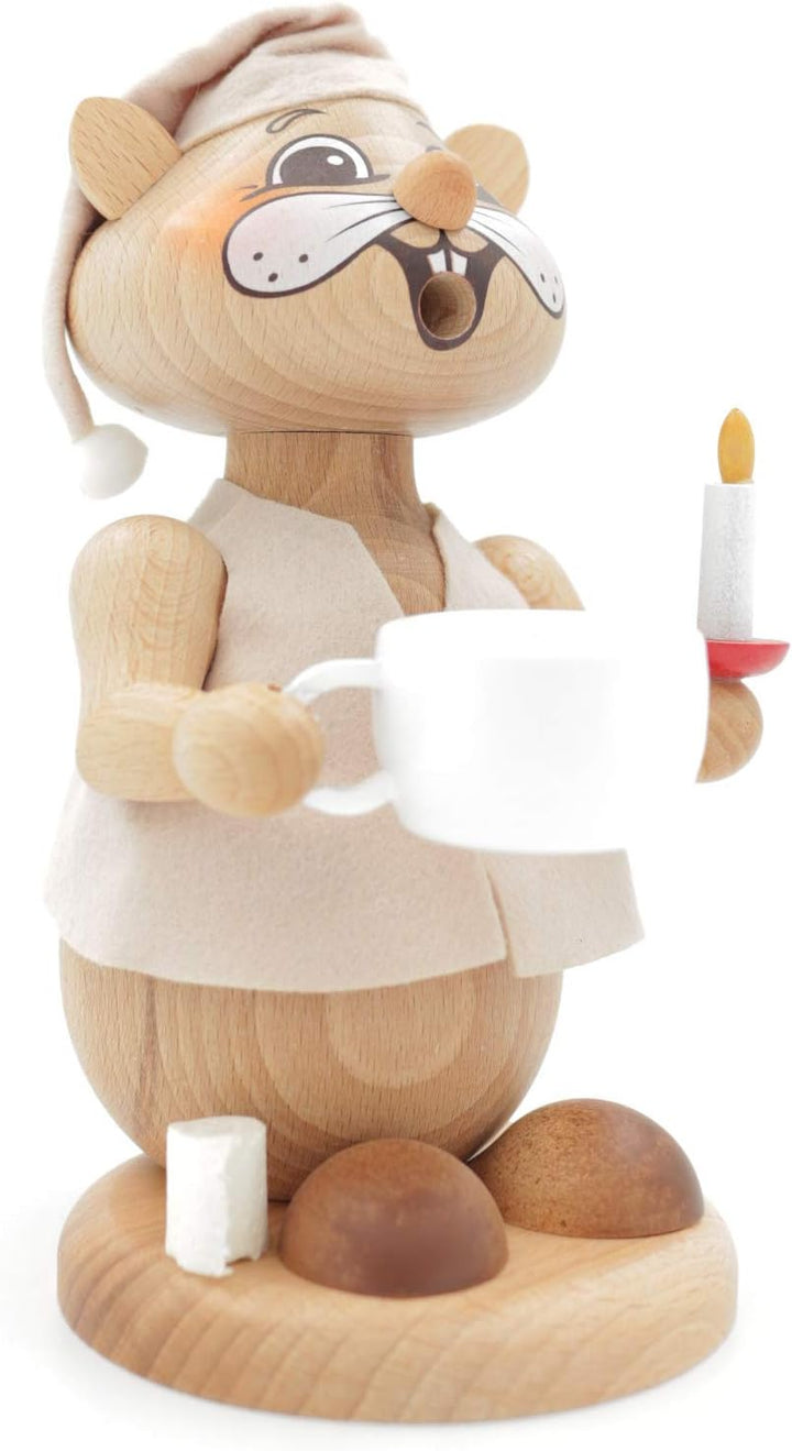 Kuhnert - Erzgebirgische Holzkunst Räuchermann Räucherfigur Hamster 19cm - Nachtwandler, Nachtwandle