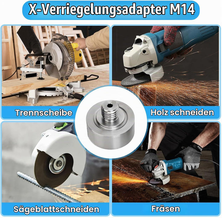 X-LOCK-Adapter auf M14-Gewinde, M14 XLock Adapter für Winkelschleifer Schneidklinge, Kern Dirll Bit