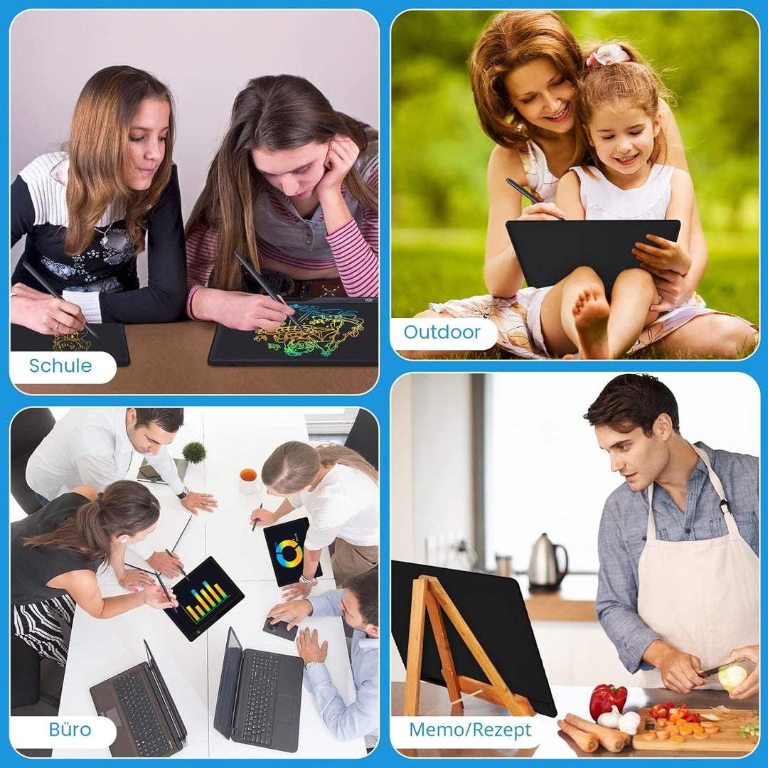 LCD Schreibtafel Kinder 16 Zoll Wiederaufladbar, Maltafel Zaubertafel Bunter Bildschirm Kleinkinder