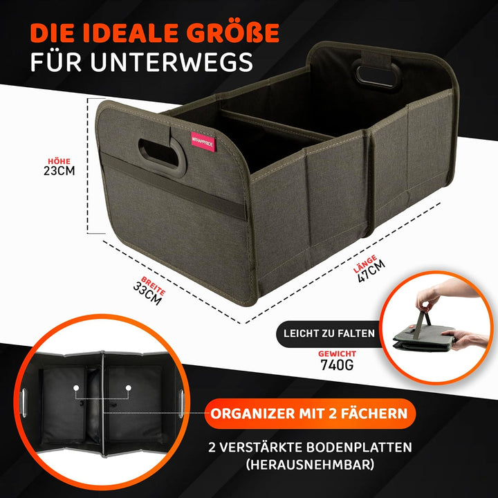 Auto Kofferraumtasche Grün - Kofferraum Organizer zusammenklappbar - faltbare Aufbewahrungsbox - ant