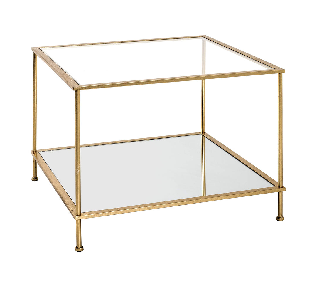 HAKU Möbel Beistelltisch Gold, Metall, Sicherheitsglas, Spiegel - Masse: B 60 cm x H 45 cm x T 60 cm