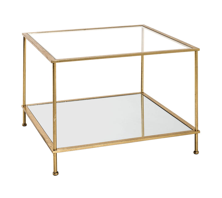 HAKU Möbel Beistelltisch Gold, Metall, Sicherheitsglas, Spiegel - Masse: B 60 cm x H 45 cm x T 60 cm