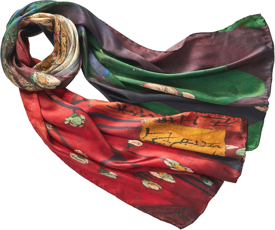 Prettystern Damen 160cm Seidenschal aus 100% Seide mit van Gogh Kunst-Motiv Silk Scarf, 160 cm X 43