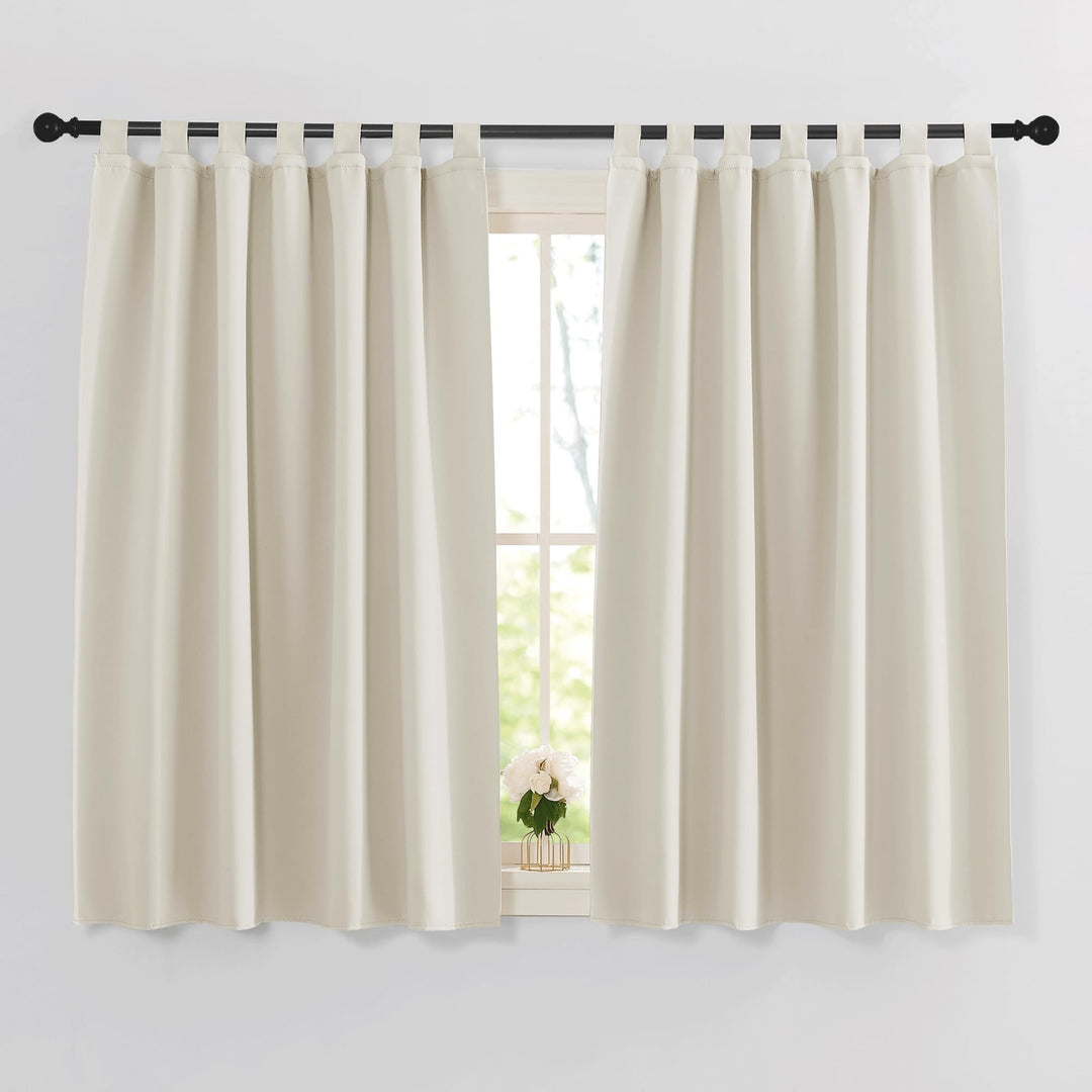 PONY DANCE Kurze Gardinen Küche Modern - Schlaufenschal 2er Set H 145 x B 140 cm Thermovorhang gegen