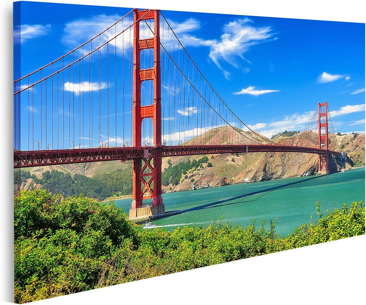 islandburner Bild auf Leinwand Golden Gate Bridge Tag Landschaft Bilder Wandbilder Poster Leinwand 1