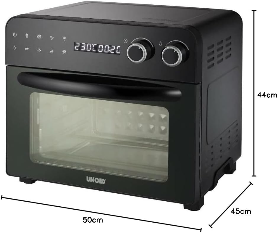 Unold 68895 Oven-Fryer Diamant - Ofen 23L, 1.700W 3 Garebenen, 8 Automatikprogrammen, 6 Edelstahl-He
