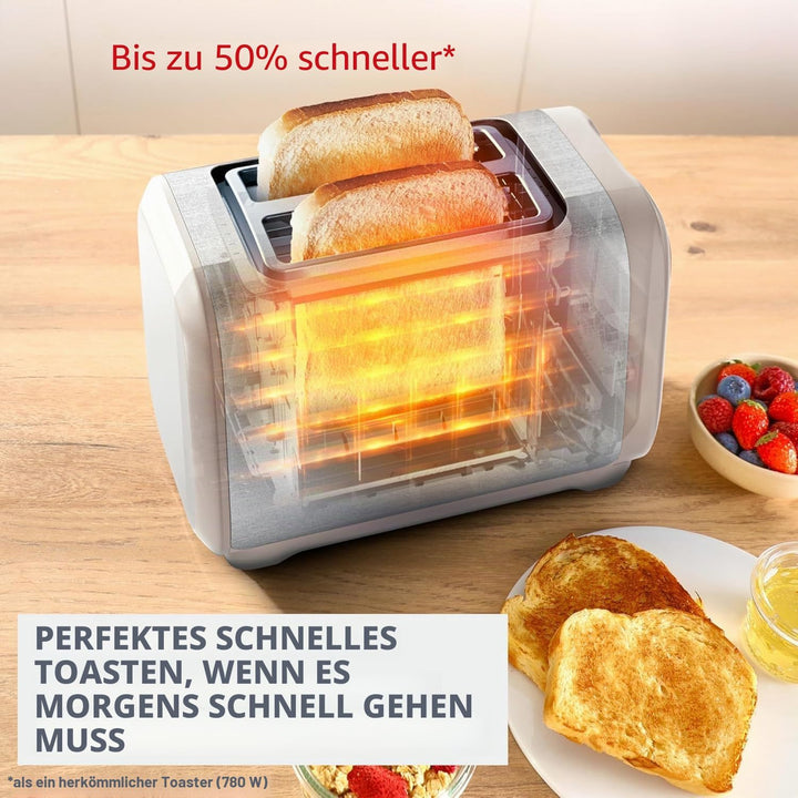 Moulinex Subito, Toaster mit 2 Schlitzen und Brötchenwärmer, schnellere Röstung, geringerer Verbrauc