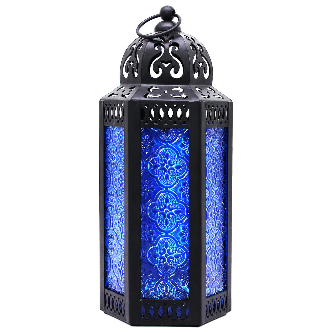 CVHOMEDECO. Dekorative Kerzenlaterne, marokkanische Laternen, Vintage-Stil, schwarzes Metall, Latern