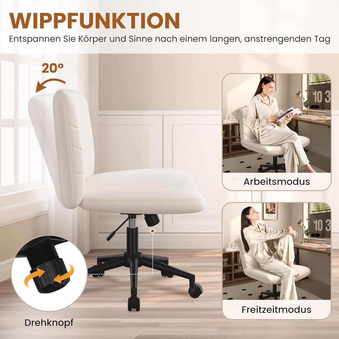 Yaheetech Bürostuhl mit Rollen, Schreibtischstuhl mit breitem Sitzkissen, Höhenverstellbar Drehstuhl
