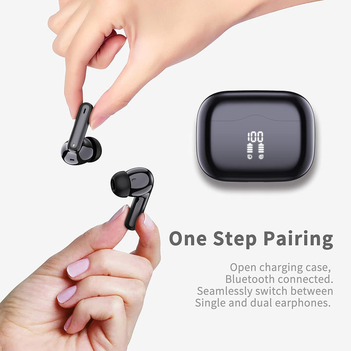 Kabellose Bluetooth Kopfhörer, in ear Kopfhörer Bluetooth 5.4 mit 4 ENC Noise Cancelling Mics, Tiefe