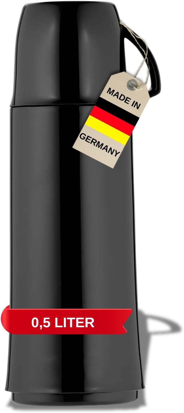 Helios Elegance Isolierflasche, Kunststoff, schwarz, 0,5 Liter 500 ml Schwarz, 500 ml Schwarz