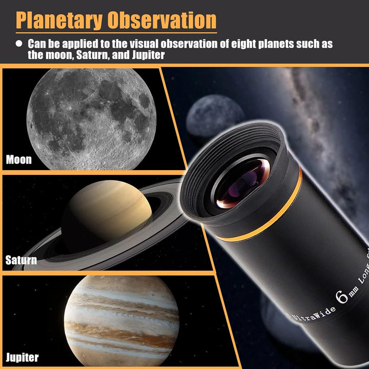 Svbony Teleskop Okular, 1,25” 6mm Okular 66° Ultra Weitwinkel Angenehmes Sichtfeld Linse, Planeten S