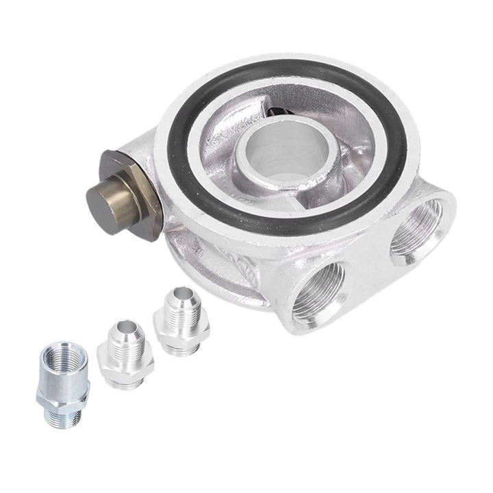 Ölkühler-Kit, Universal-Autoölkühler-Filter Sandwichplatte Thermostat-Adapter 3/4 Zoll 16-UNF AN10 M
