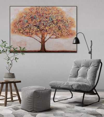 KunstLoft Leinwandbild | 100% HANDGEMALT | 100x70cm | Gemälde 'Baum der Erinnerung' | Wald & Bäume |