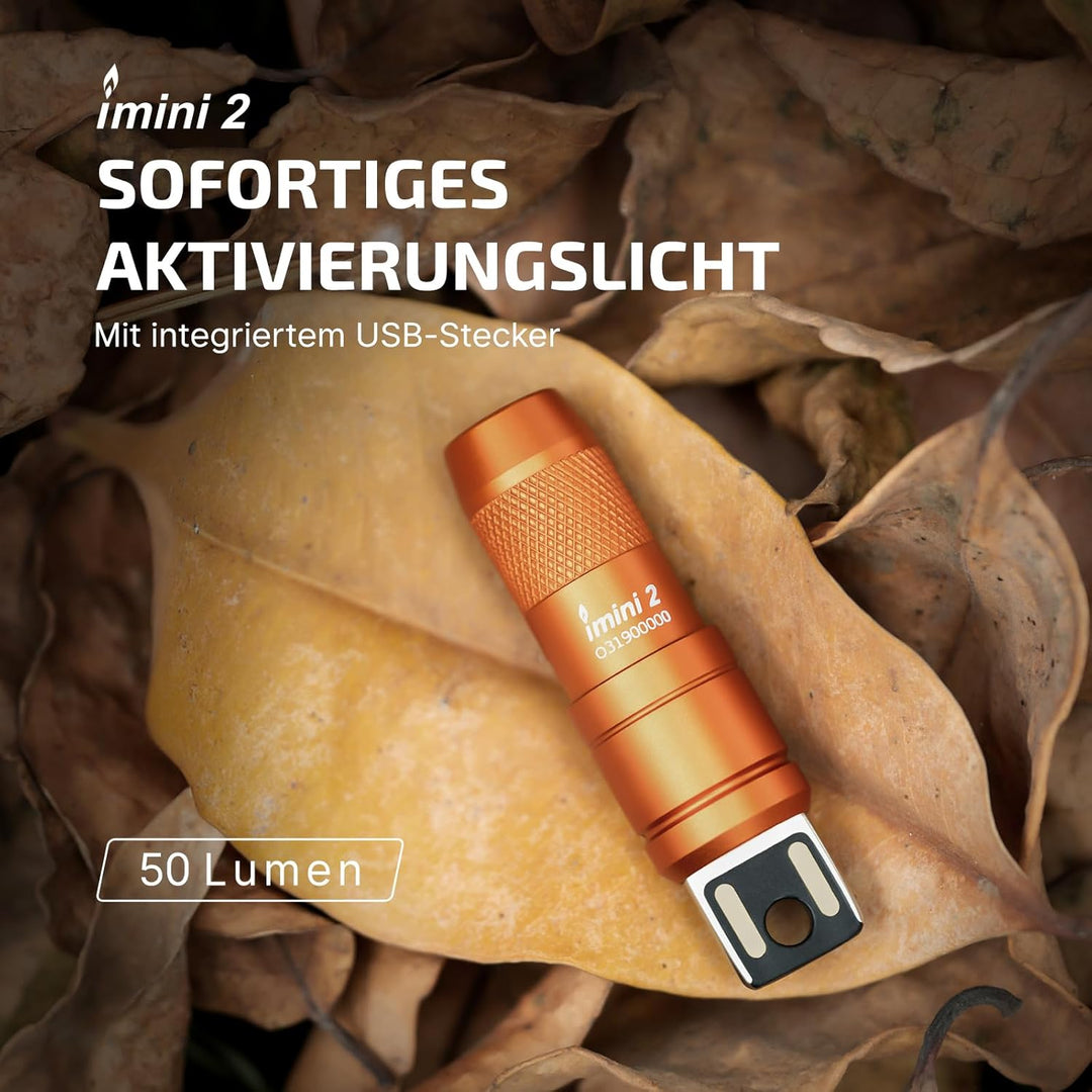 OLIGHT iMini 2 Mini LED USB-Aufladbare Taschenlampe Schlüsselhänger mit magnetischen Basis,50LM und1