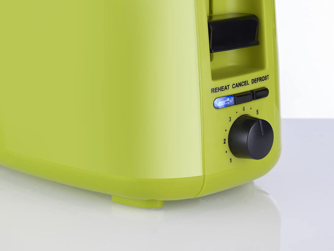 Korona 21133 Toaster | grün| 2 Scheiben Toaster | 750 Watt | mit Brötchenaufsatz sowie einer Auftau-