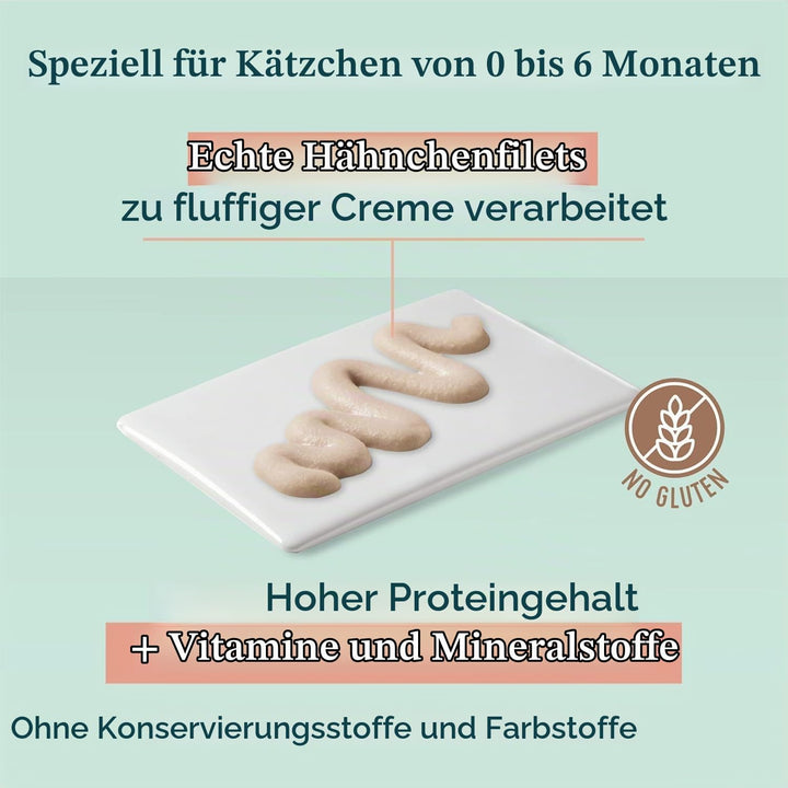 Schesir Cat Kitten Cream Huhn - Kitten Nassfutter für Junge Katzen - Hühner-Creme Katzenfutter nass