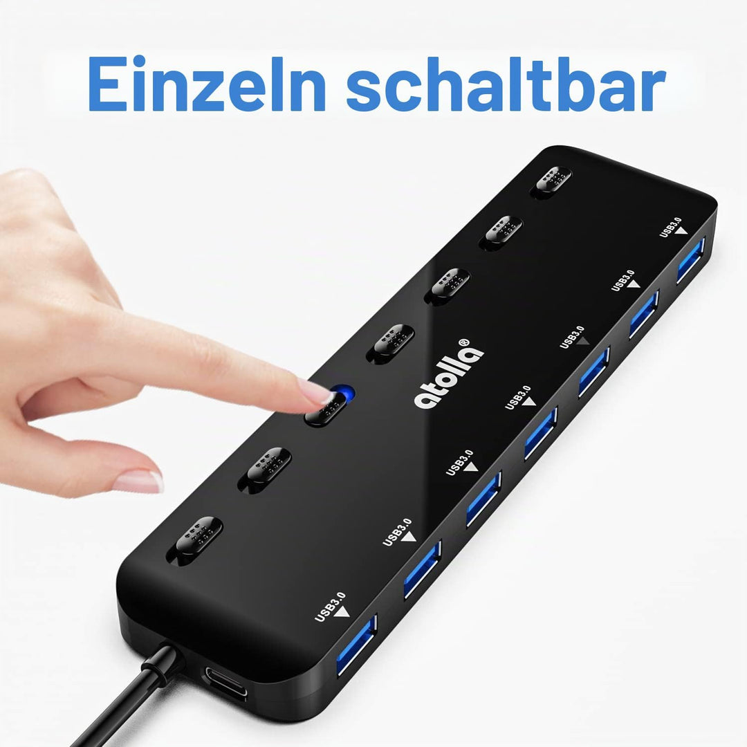 USB HUB, atolla USB Verteiler mit 7 USB3.0 Ports, Mehrfach USB 3.0 Daten Hub mit 100cm Erweitert Kab