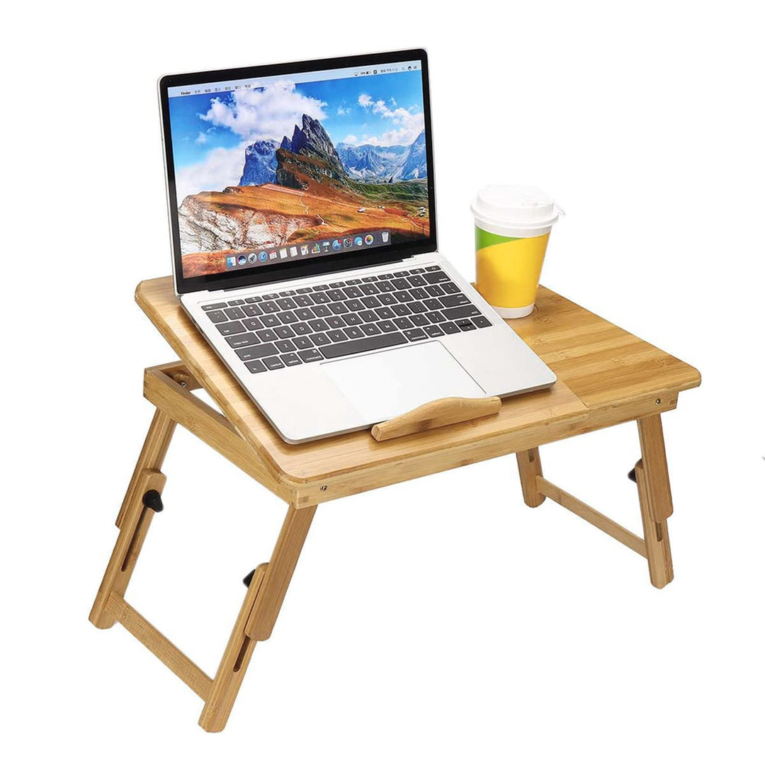 betttisch 50x30cm Laptop Tisch Bambus Notebooktisch Betttisch mit Lüftungslöchern mit Schublade Knie
