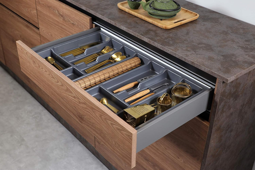 Alusfera Besteckkasten für Schubladen 60cm - Besteckeinsatz - Praktisch Schubladen Ordnungssystem -