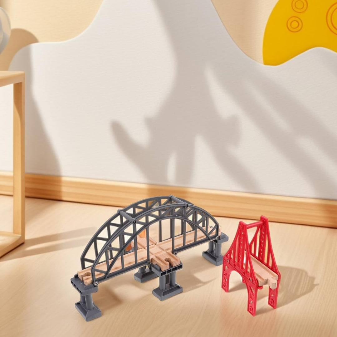 UPKOCH 2stücke Holz Eisenbahnbrücke Spielzeug Zug Brücke Für Holzgleise Modellbahn Zubehör Bausatz E