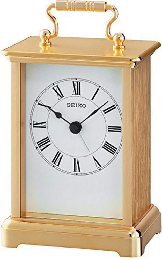 Seiko Tischuhr gold Aluminium QHE093G
