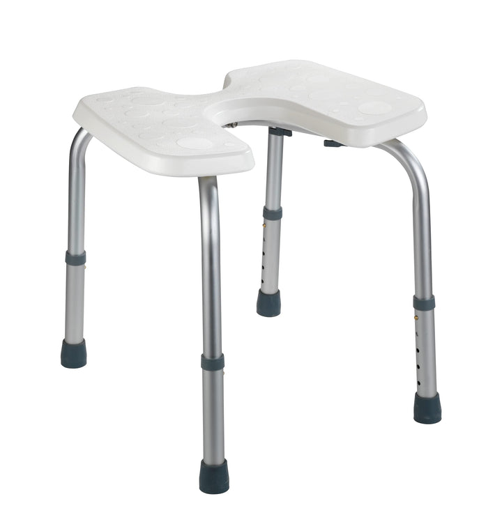 WENKO Hygienehocker Secura, höhenverstellbar - Dusch-Hocker mit Hygieneausschnitten, 120 kg Tragkraf