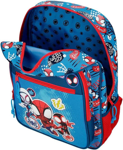 Marvel Go Webs go Schulrucksack Verschiedene Grössen Blau Polyester Rucksack + Trolley, Rucksack + T